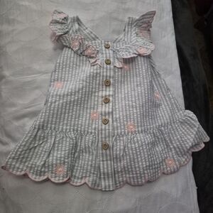 Charming Striped Kids Dress with Pink Floral Details